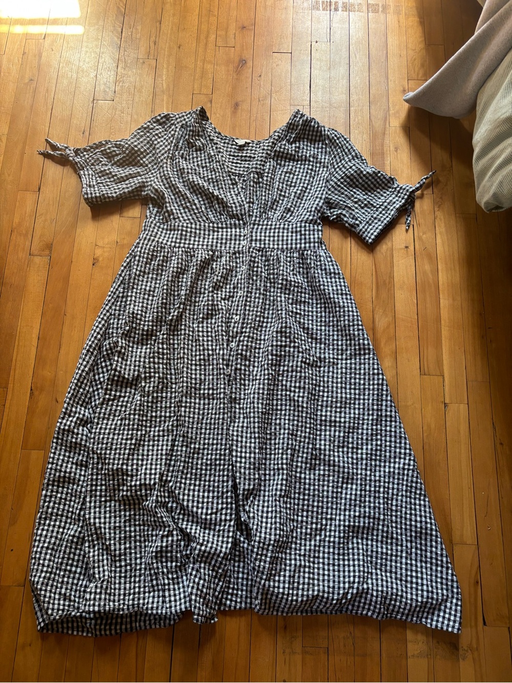 Monsoon Black and White Gingham Midi Dress